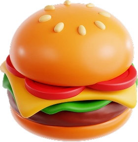 Een klassieke cheeseburger met een sesambroodje, runderburger, kaas, sla, tomaat en saus.